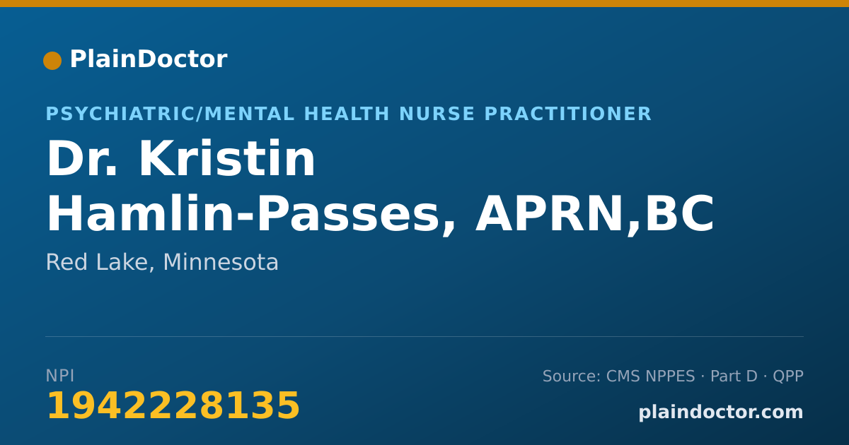 Shareable card for Kristin Hamlin-Passes, APRN,BC - Psychiatric/Mental Health Nurse Practitioner, Red Lake, MN