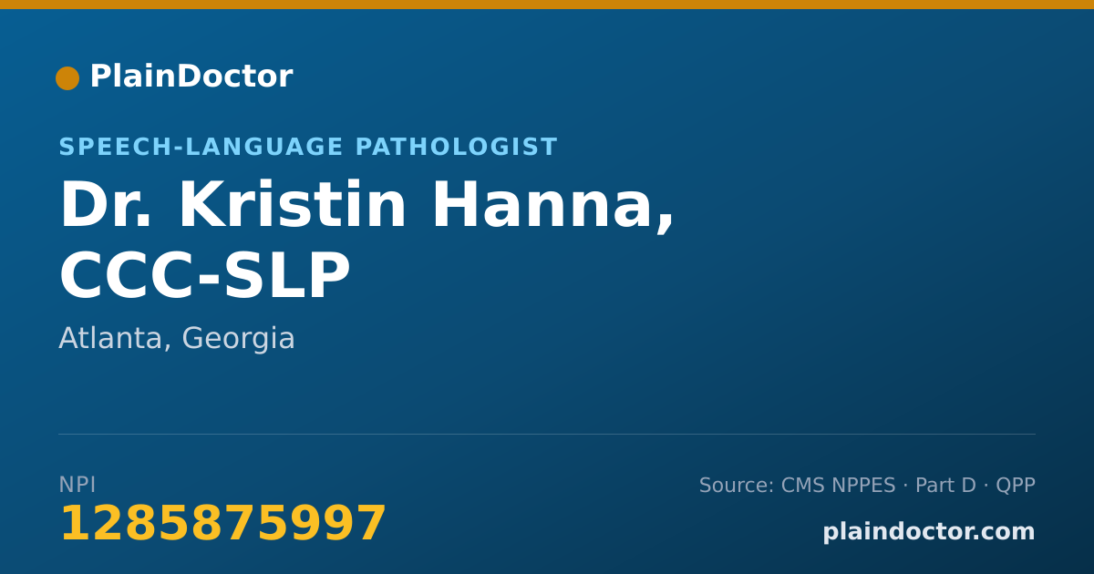 Shareable card for Kristin Hanna, CCC-SLP - Speech-Language Pathologist, Atlanta, GA