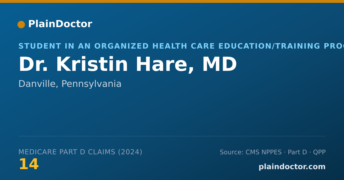 Shareable card for Kristin Hare, MD - Student in an Organized Health Care Education/Training Program, Danville, PA