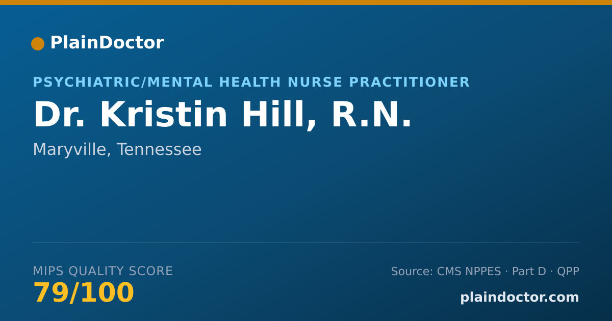 Shareable card for Kristin Hill, R.N. - Psychiatric/Mental Health Nurse Practitioner, Maryville, TN