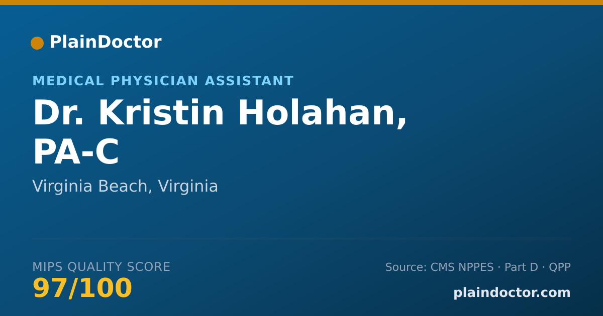 Shareable card for Kristin Holahan, PA-C - Medical Physician Assistant, Virginia Beach, VA