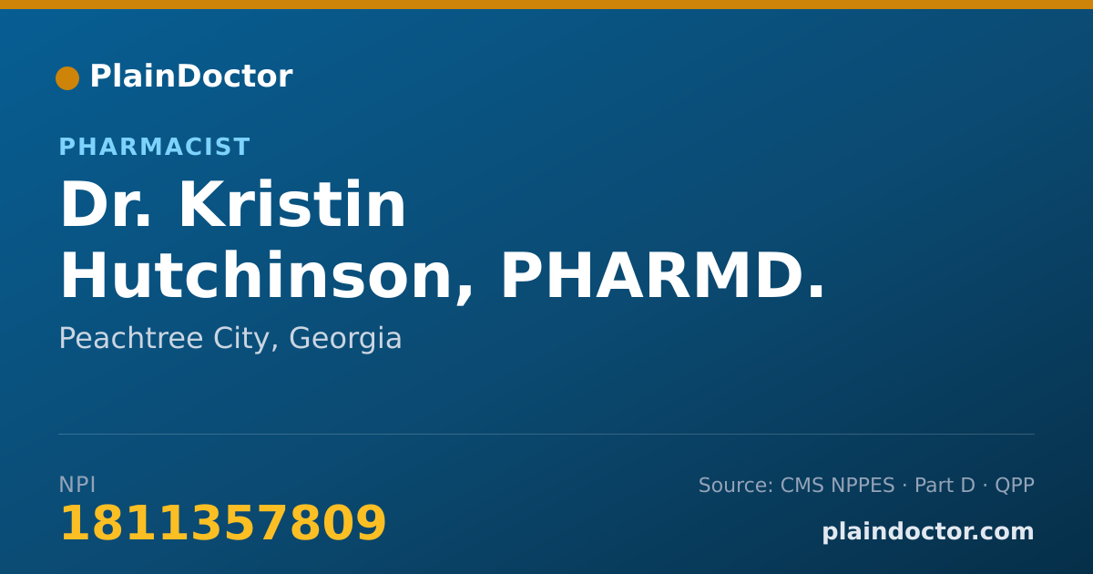 Shareable card for Kristin Hutchinson, PHARMD. - Pharmacist, Peachtree City, GA
