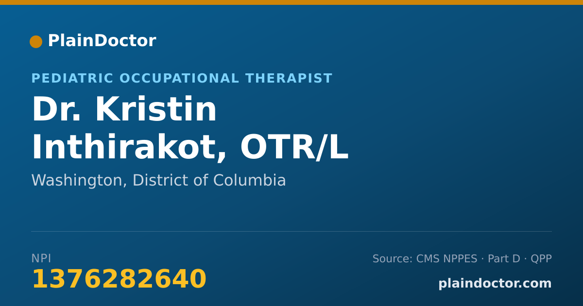Shareable card for Kristin Inthirakot, OTR/L - Pediatric Occupational Therapist, Washington, DC