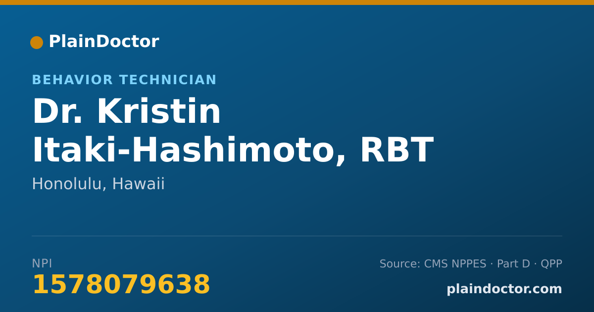 Shareable card for Kristin Itaki-Hashimoto, RBT - Behavior Technician, Honolulu, HI
