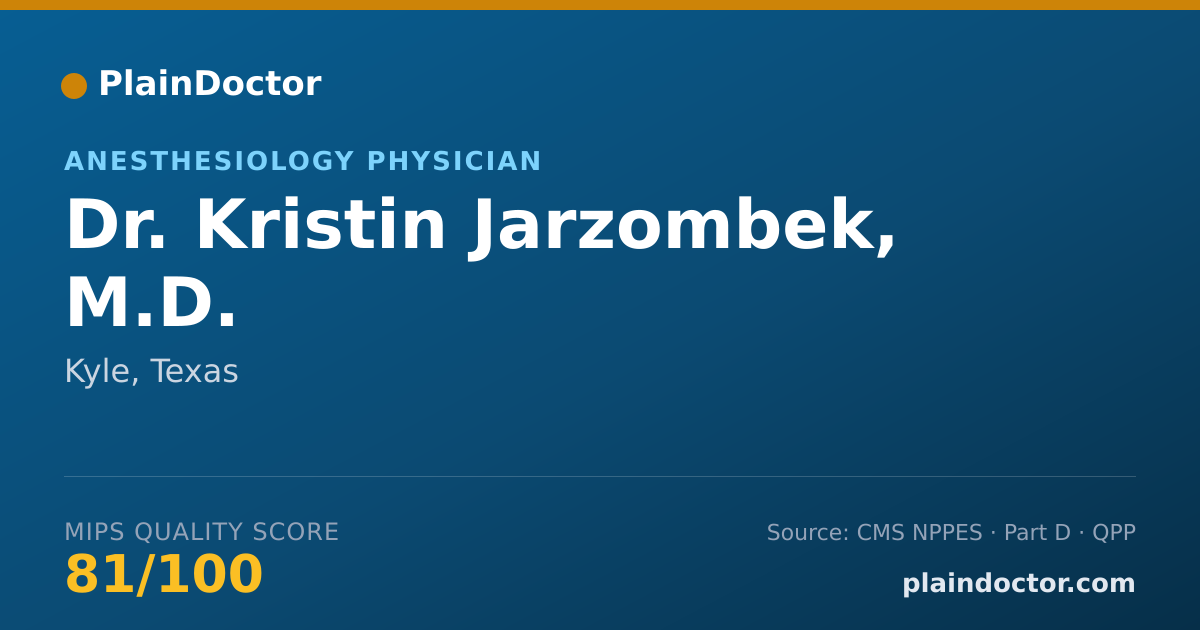 Shareable card for Kristin Jarzombek, M.D. - Anesthesiology Physician, Kyle, TX