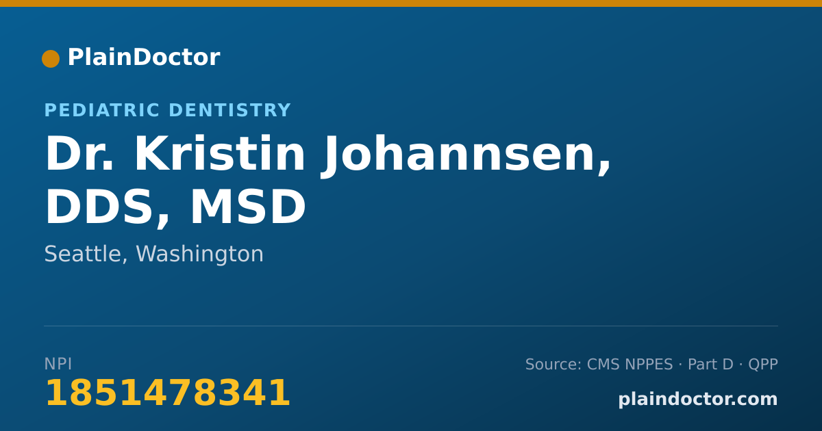Shareable card for Kristin Johannsen, DDS, MSD - Pediatric Dentistry, Seattle, WA