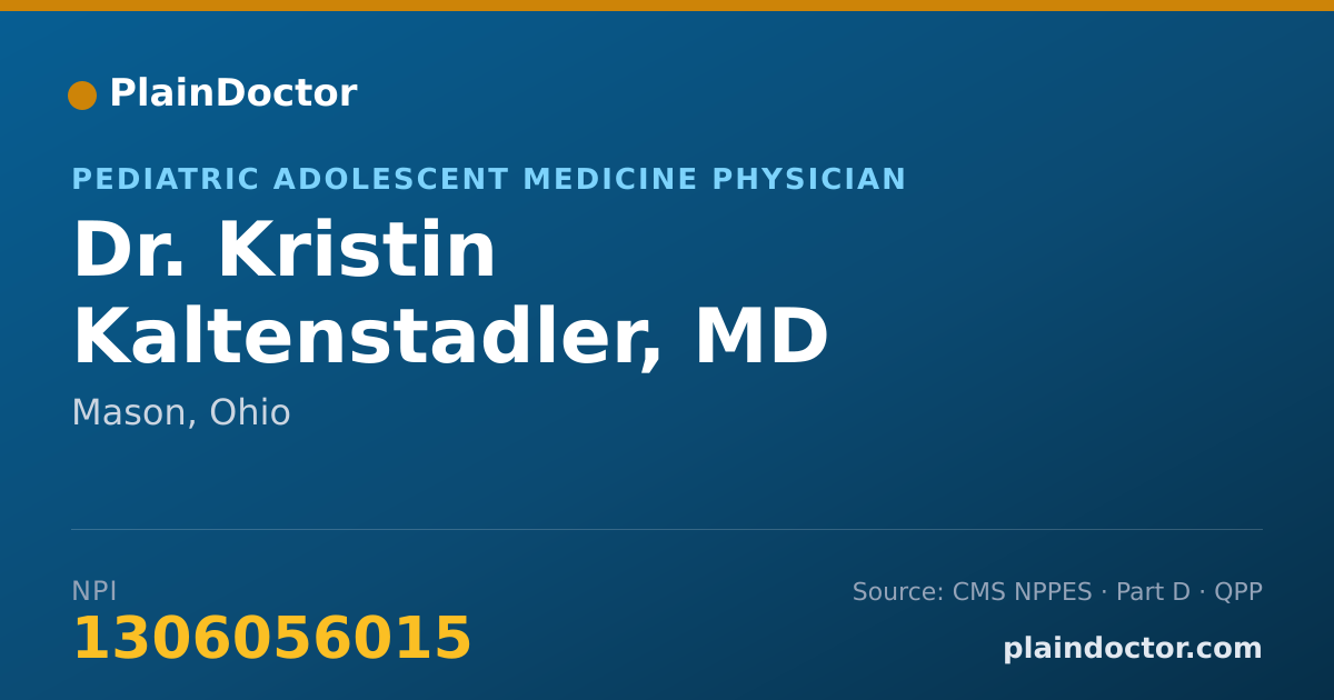 Shareable card for Kristin Kaltenstadler, MD - Pediatric Adolescent Medicine Physician, Mason, OH