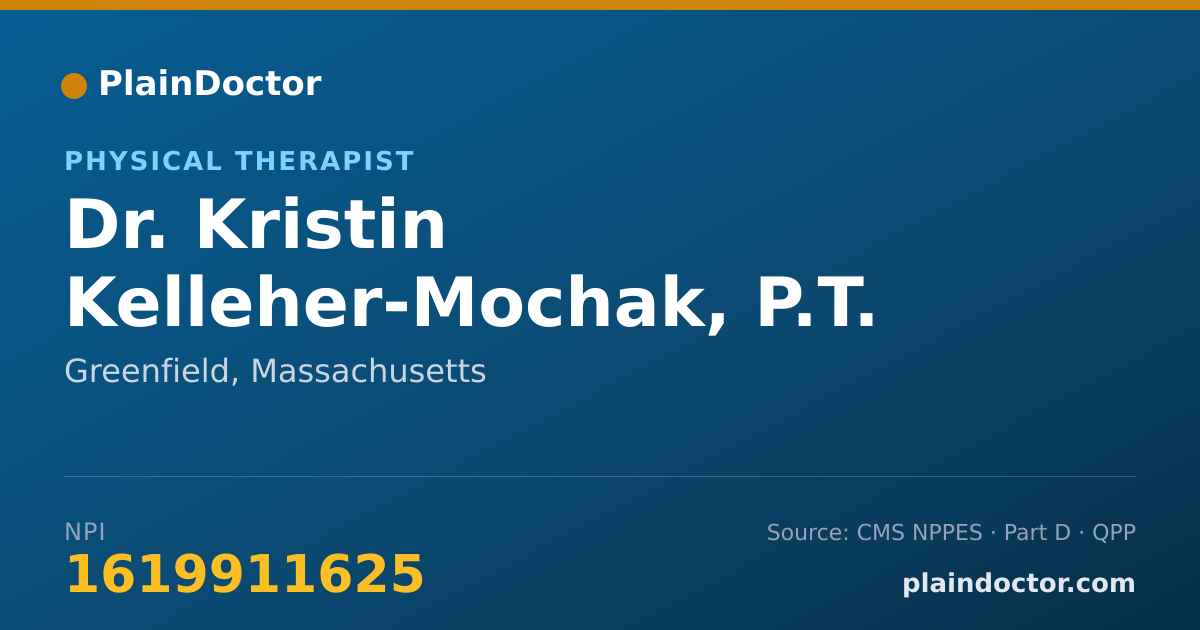 Shareable card for Kristin Kelleher-Mochak, P.T. - Physical Therapist, Greenfield, MA