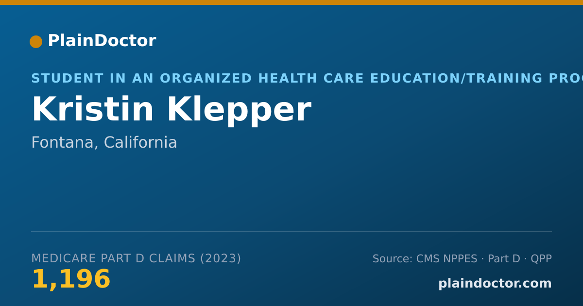 Shareable card for Kristin Klepper - Student in an Organized Health Care Education/Training Program, Fontana, CA