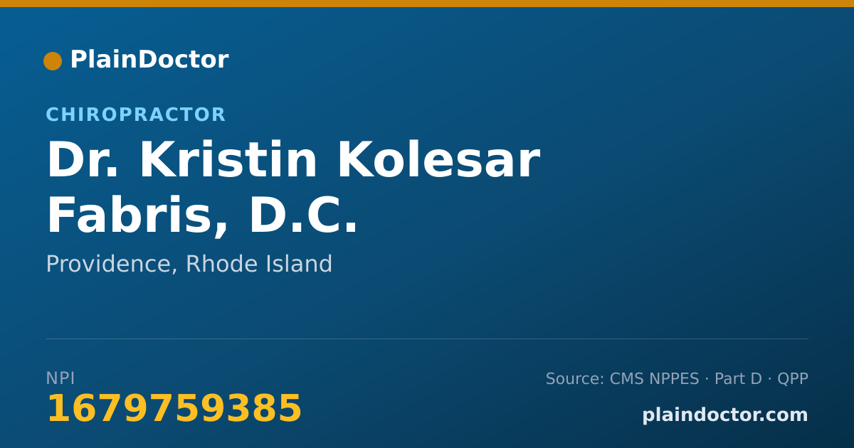 Shareable card for Kristin Kolesar Fabris, D.C. - Chiropractor, Providence, RI