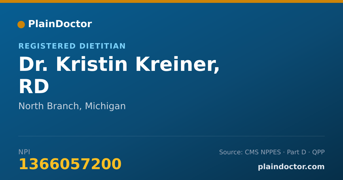 Shareable card for Kristin Kreiner, RD - Registered Dietitian, North Branch, MI