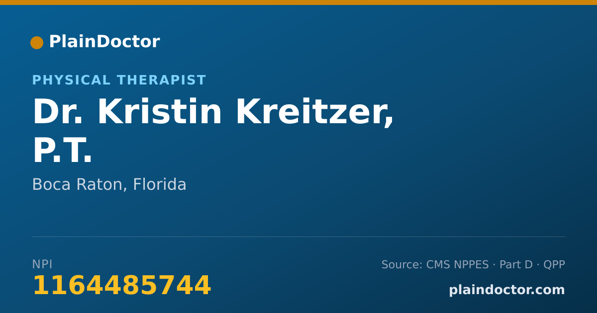 Shareable card for Kristin Kreitzer, P.T. - Physical Therapist, Boca Raton, FL