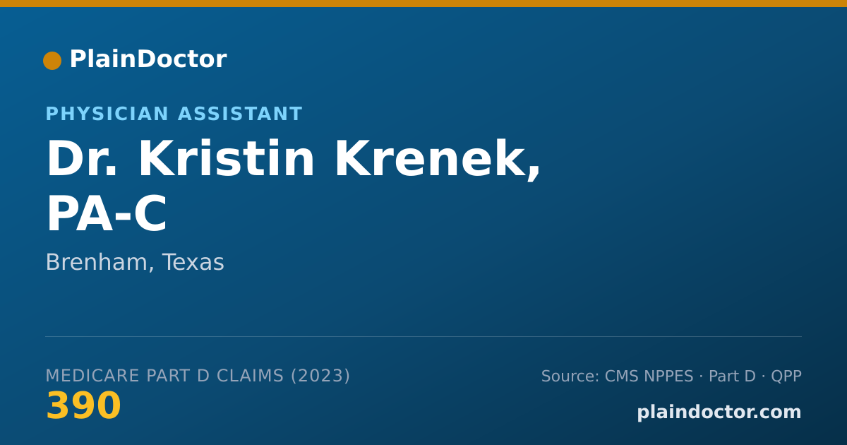 Shareable card for Kristin Krenek, PA-C - Physician Assistant, Brenham, TX