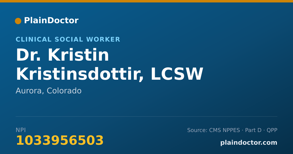 Shareable card for Kristin Kristinsdottir, LCSW - Clinical Social Worker, Aurora, CO