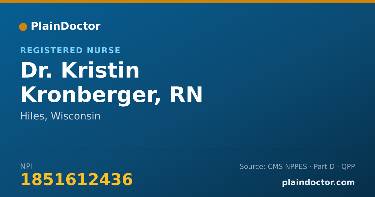 Shareable card for Kristin Kronberger, RN - Registered Nurse, Hiles, WI