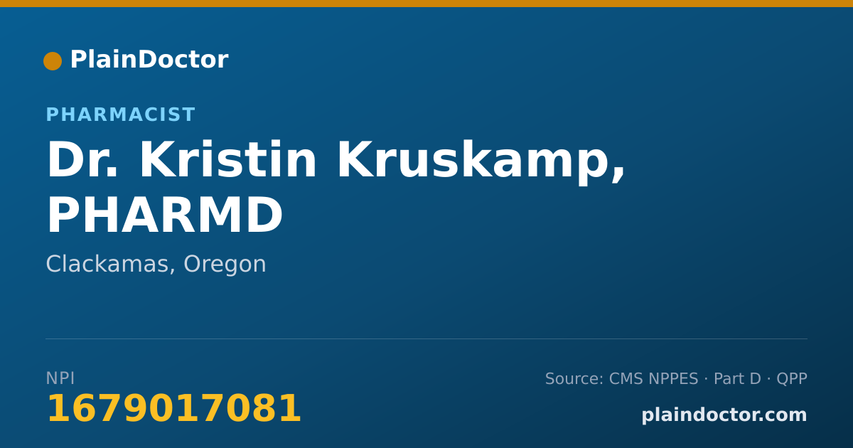 Shareable card for Kristin Kruskamp, PHARMD - Pharmacist, Clackamas, OR