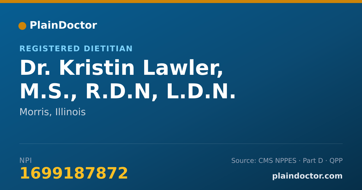 Shareable card for Kristin Lawler, M.S., R.D.N, L.D.N. - Registered Dietitian, Morris, IL