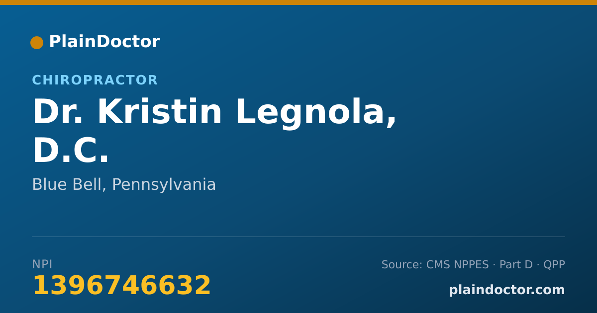 Shareable card for Kristin Legnola, D.C. - Chiropractor, Blue Bell, PA