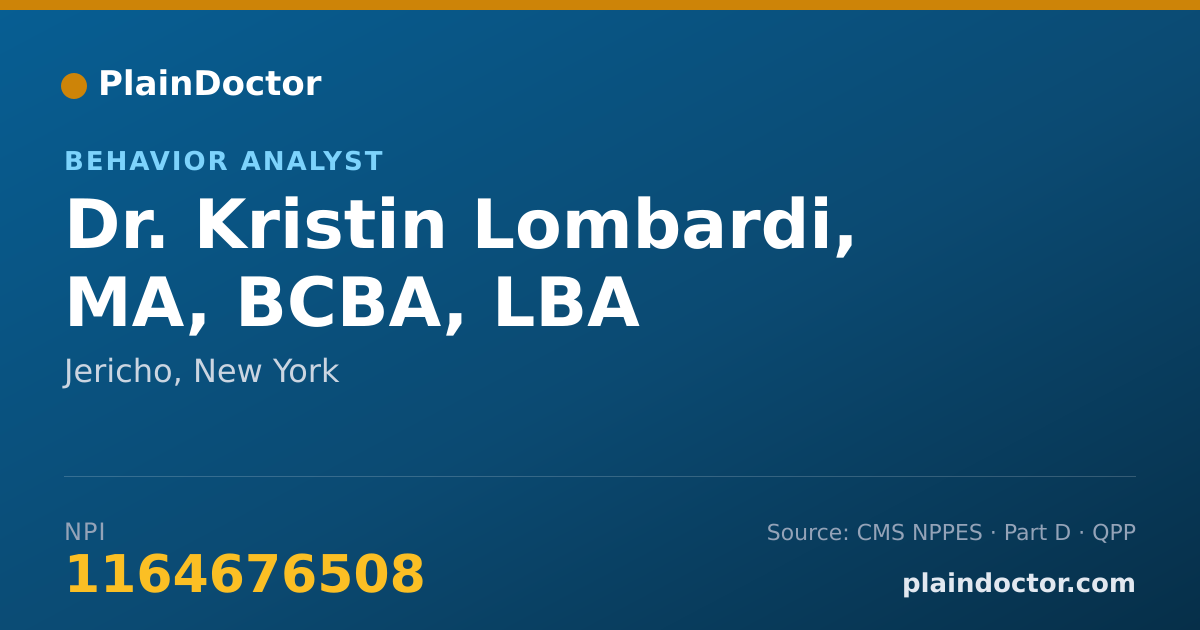 Shareable card for Kristin Lombardi, MA, BCBA, LBA - Behavior Analyst, Jericho, NY