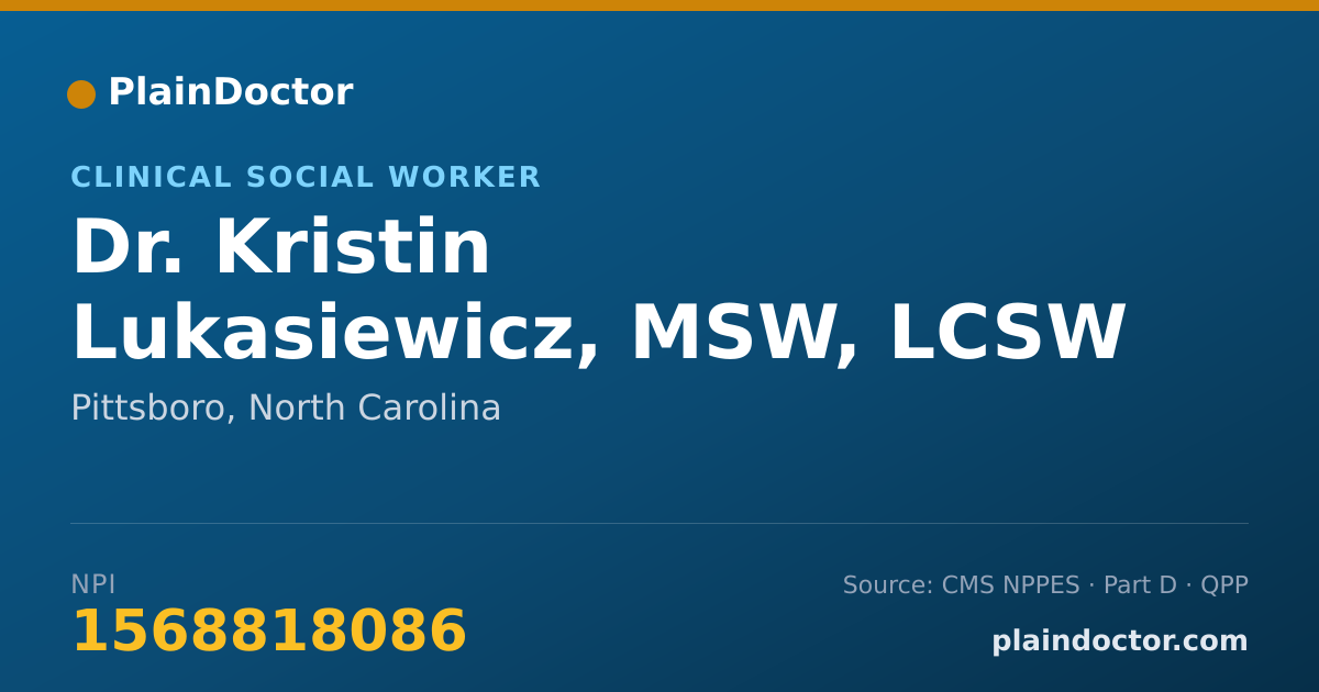 Shareable card for Kristin Lukasiewicz, MSW, LCSW - Clinical Social Worker, Pittsboro, NC