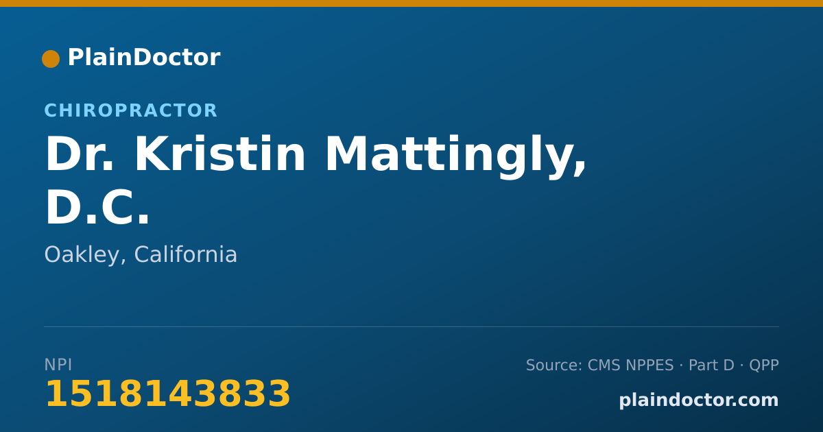 Shareable card for Kristin Mattingly, D.C. - Chiropractor, Oakley, CA