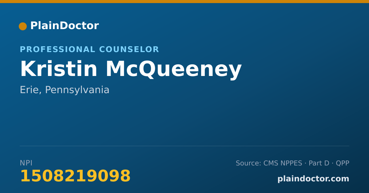 Shareable card for Kristin McQueeney - Professional Counselor, Erie, PA