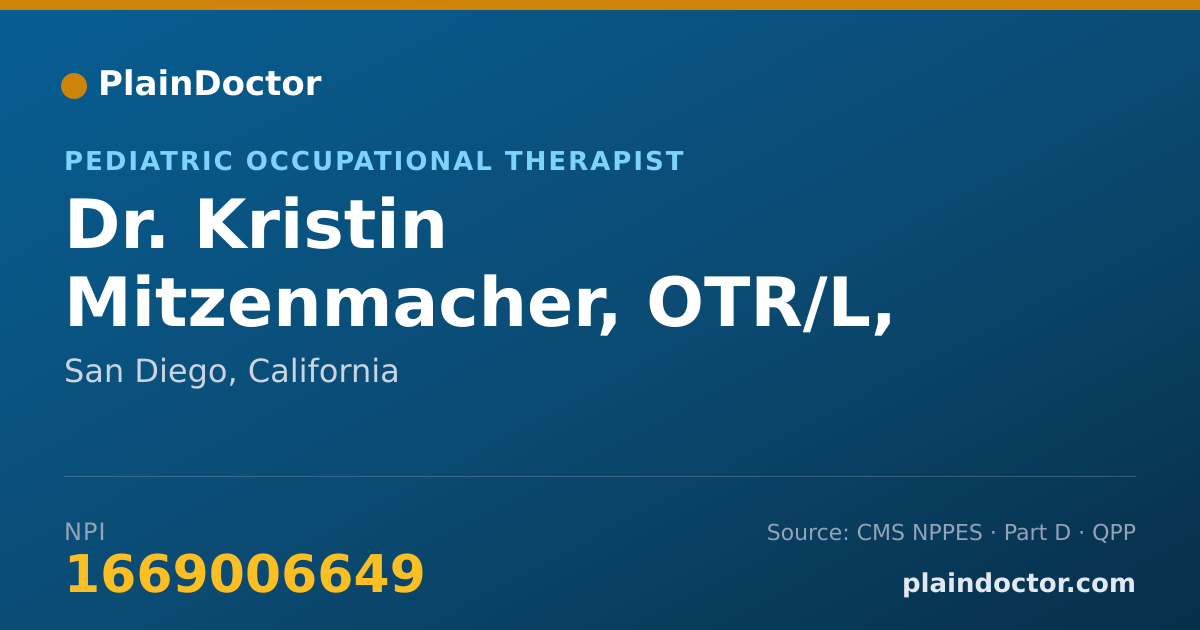 Shareable card for Kristin Mitzenmacher, OTR/L, MS - Pediatric Occupational Therapist, San Diego, CA
