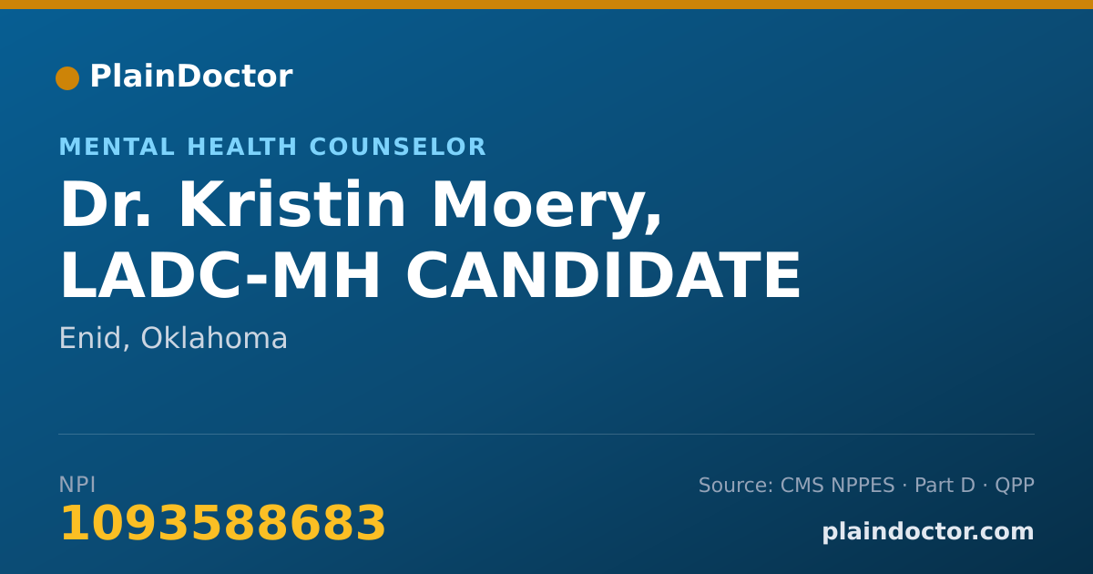 Shareable card for Kristin Moery, LADC-MH CANDIDATE - Mental Health Counselor, Enid, OK