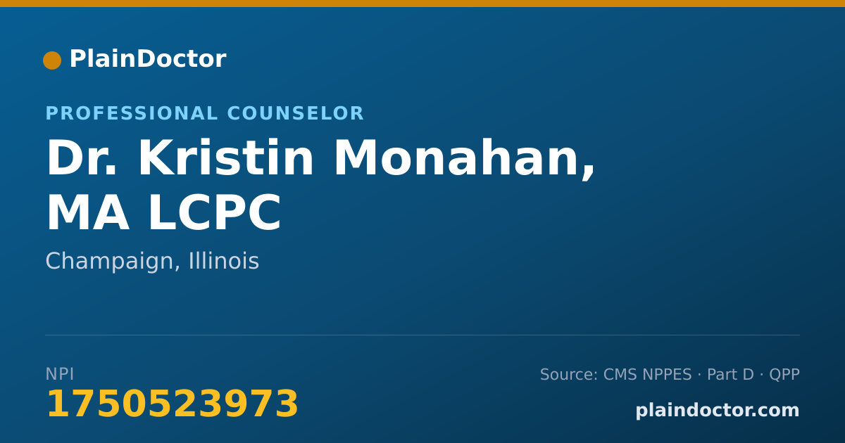 Shareable card for Kristin Monahan, MA LCPC - Professional Counselor, Champaign, IL