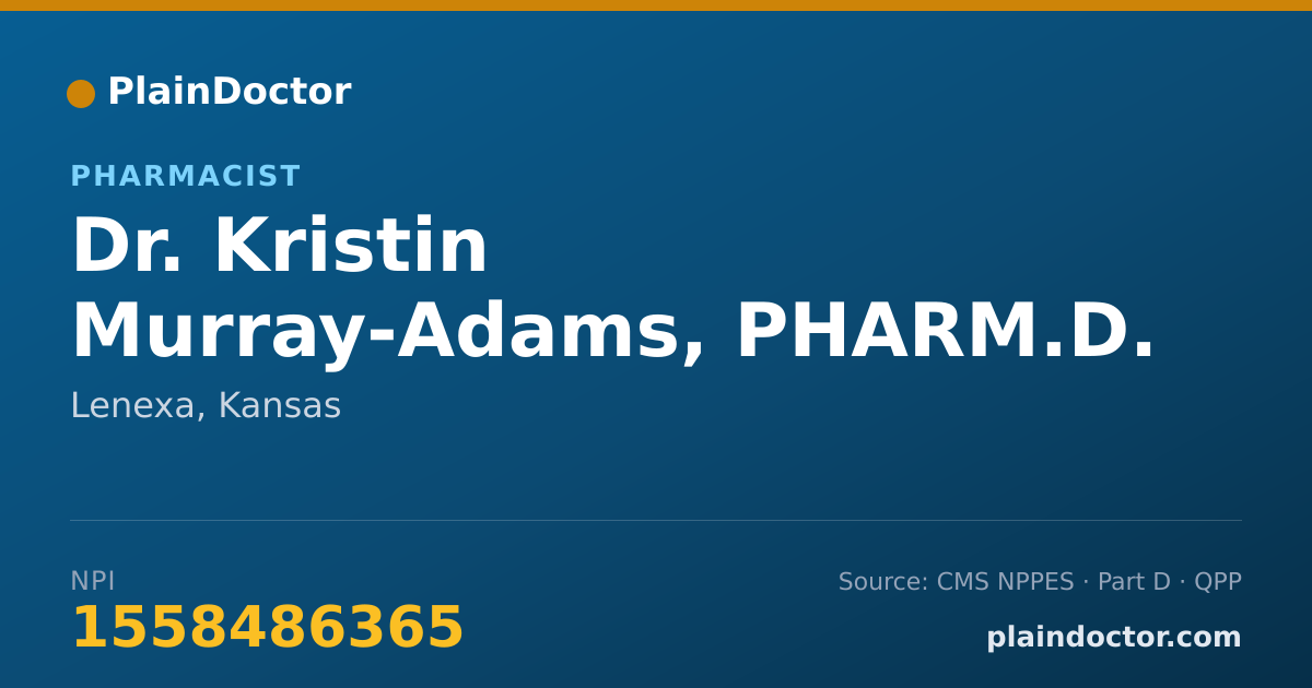 Shareable card for Kristin Murray-Adams, PHARM.D. - Pharmacist, Lenexa, KS