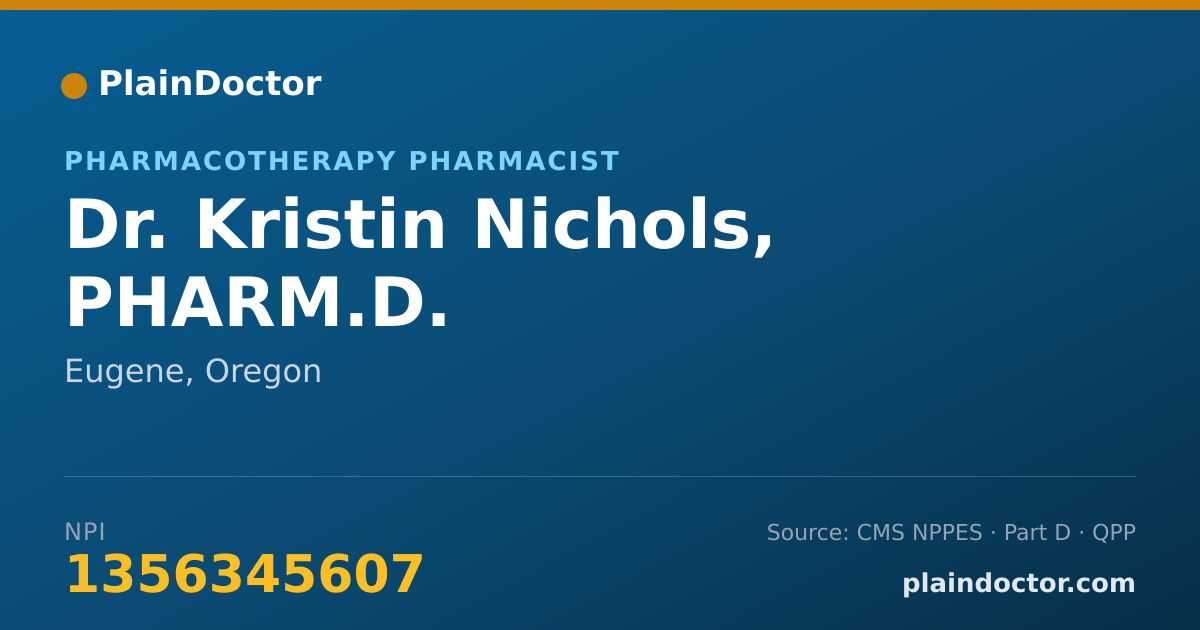 Shareable card for Kristin Nichols, PHARM.D. - Pharmacotherapy Pharmacist, Eugene, OR
