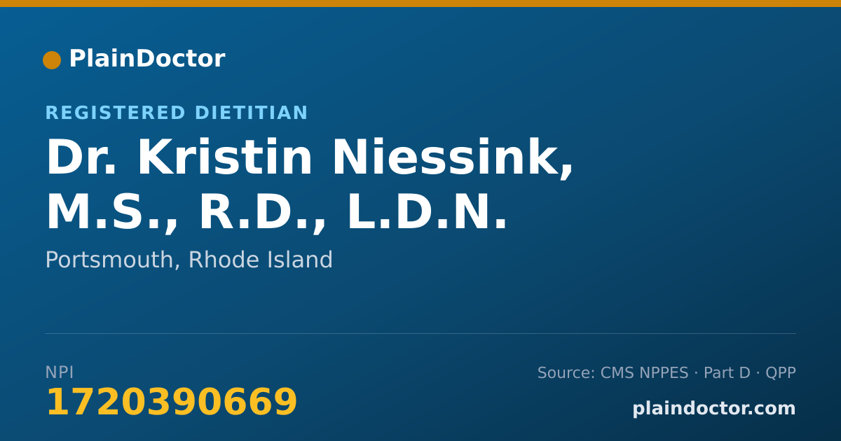 Shareable card for Kristin Niessink, M.S., R.D., L.D.N. - Registered Dietitian, Portsmouth, RI