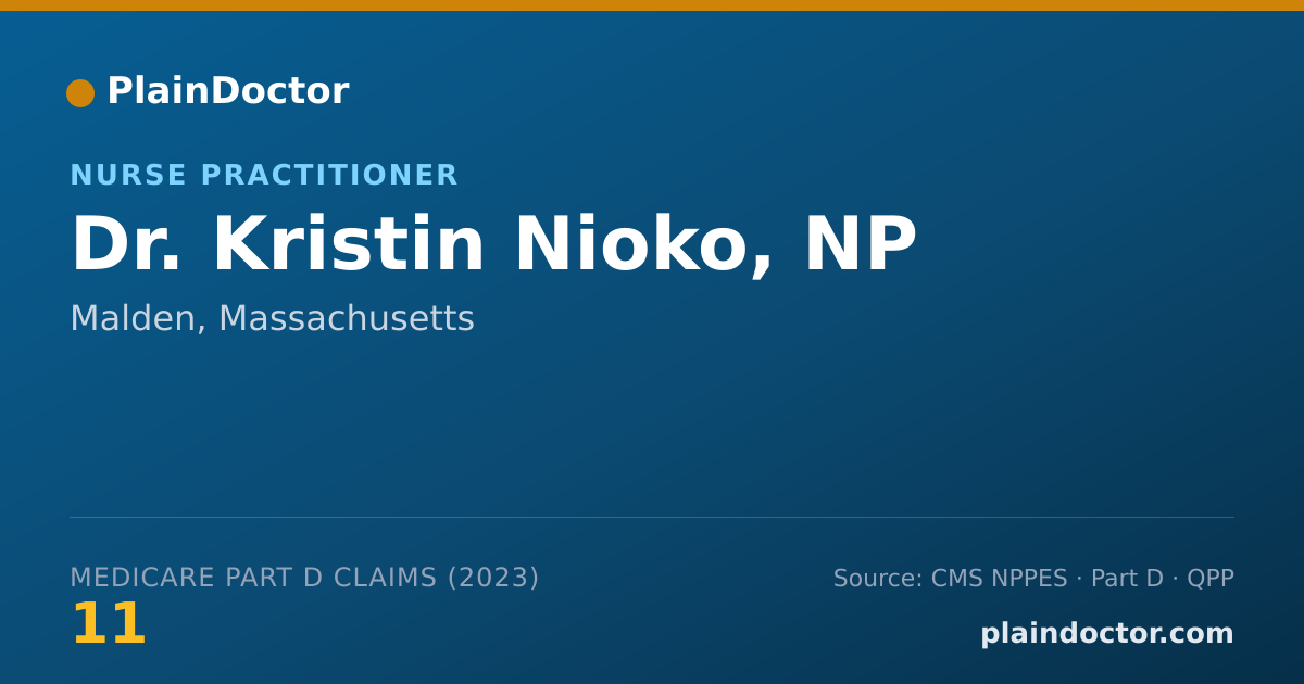 Shareable card for Kristin Nioko, NP - Nurse Practitioner, Malden, MA
