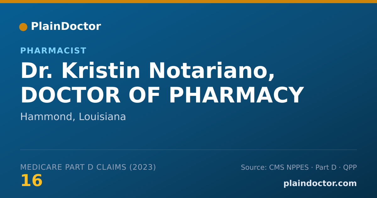 Shareable card for Kristin Notariano, DOCTOR OF PHARMACY - Pharmacist, Hammond, LA