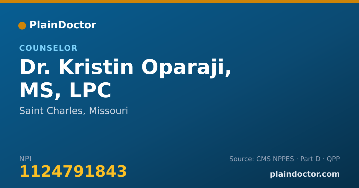 Shareable card for Kristin Oparaji, MS, LPC - Counselor, Saint Charles, MO
