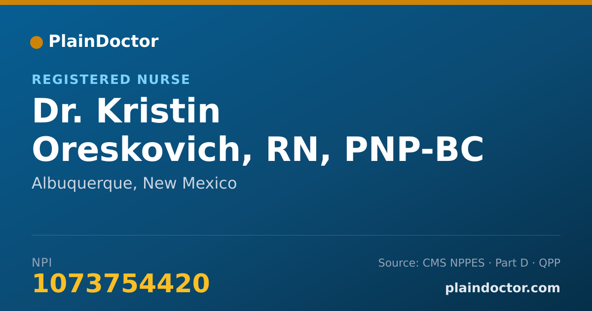 Shareable card for Kristin Oreskovich, RN, PNP-BC - Registered Nurse, Albuquerque, NM