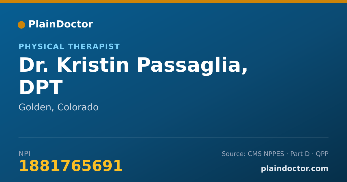 Shareable card for Kristin Passaglia, DPT - Physical Therapist, Golden, CO
