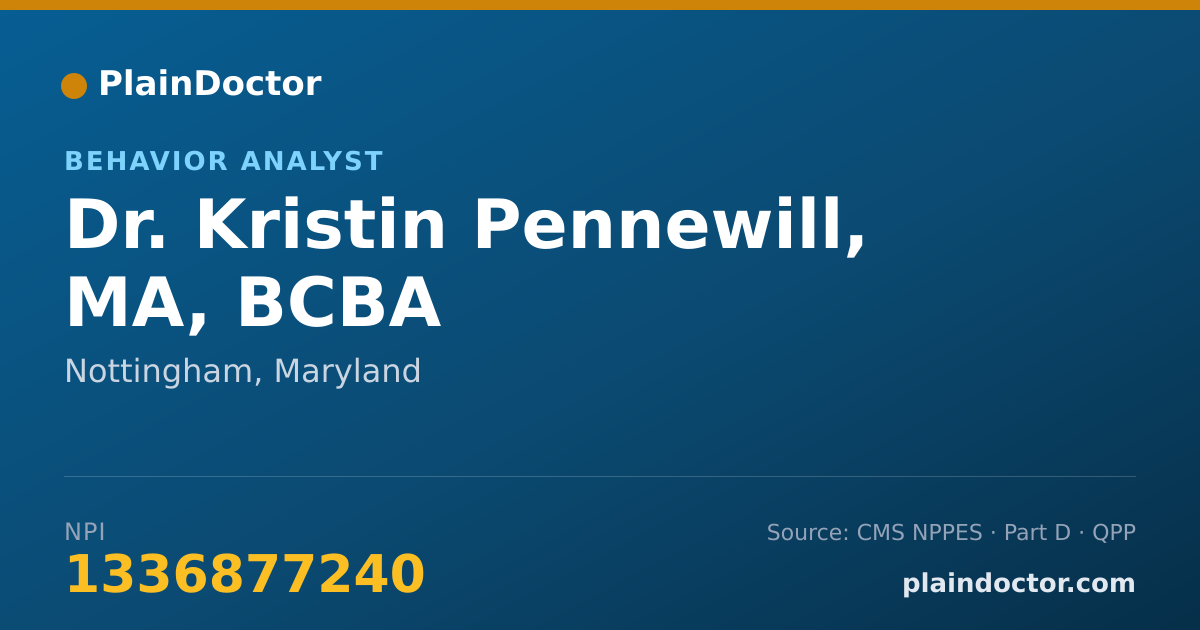 Shareable card for Kristin Pennewill, MA, BCBA - Behavior Analyst, Nottingham, MD