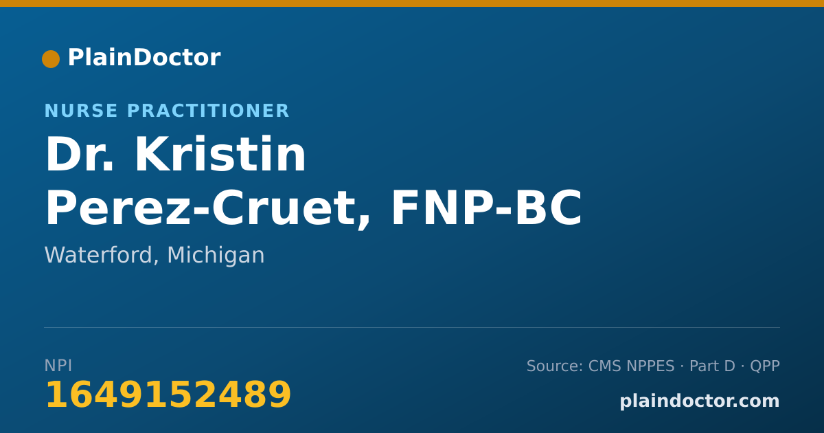 Shareable card for Kristin Perez-Cruet, FNP-BC - Nurse Practitioner, Waterford, MI
