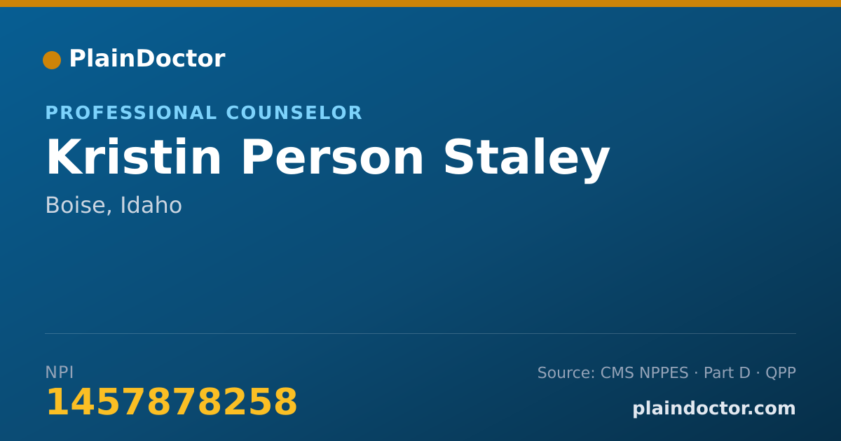Shareable card for Kristin Person Staley - Professional Counselor, Boise, ID