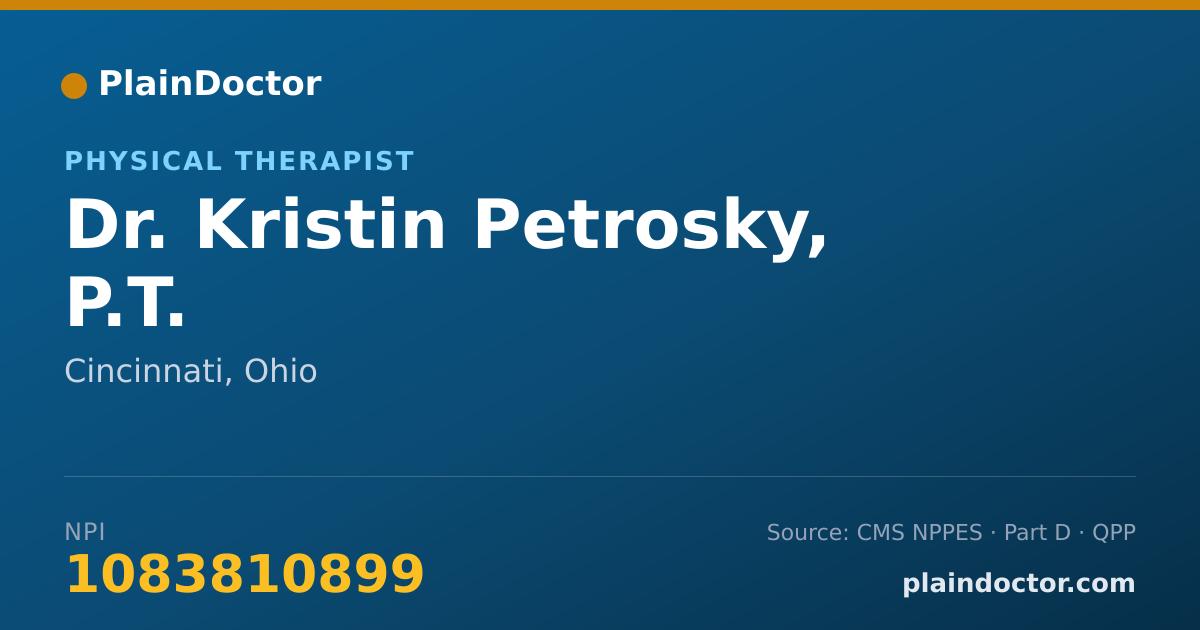 Shareable card for Kristin Petrosky, P.T. - Physical Therapist, Cincinnati, OH