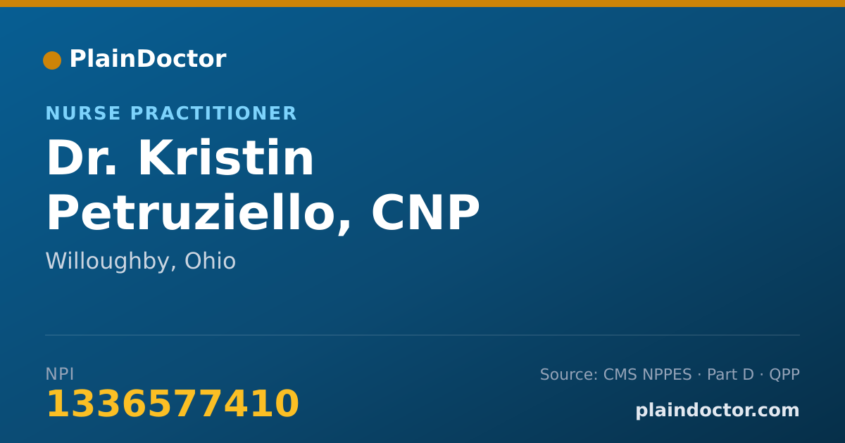 Shareable card for Kristin Petruziello, CNP - Nurse Practitioner, Willoughby, OH