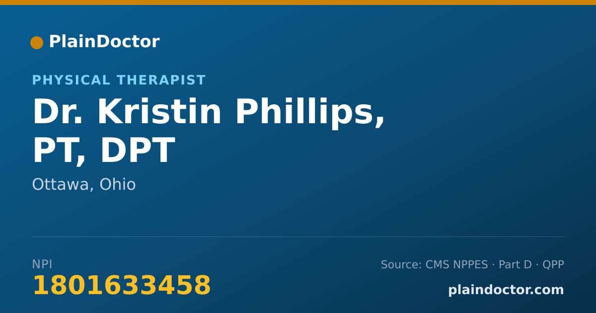 Shareable card for Kristin Phillips, PT, DPT - Physical Therapist, Ottawa, OH