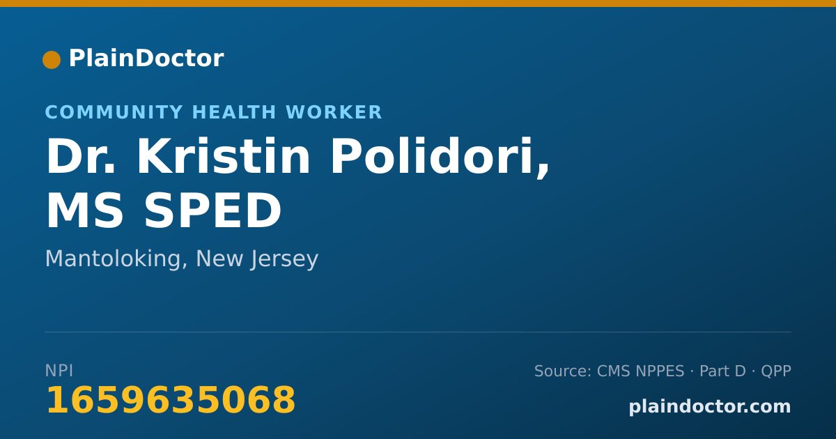 Shareable card for Kristin Polidori, MS SPED - Community Health Worker, Mantoloking, NJ