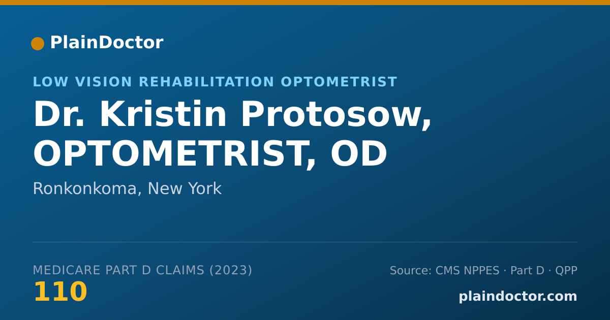 Shareable card for Kristin Protosow, OPTOMETRIST, OD - Low Vision Rehabilitation Optometrist, Ronkonkoma, NY