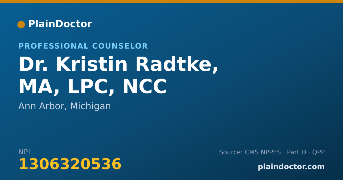 Shareable card for Kristin Radtke, MA, LPC, NCC - Professional Counselor, Ann Arbor, MI