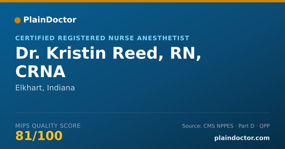 Shareable card for Kristin Reed, RN, CRNA - Certified Registered Nurse Anesthetist, Elkhart, IN