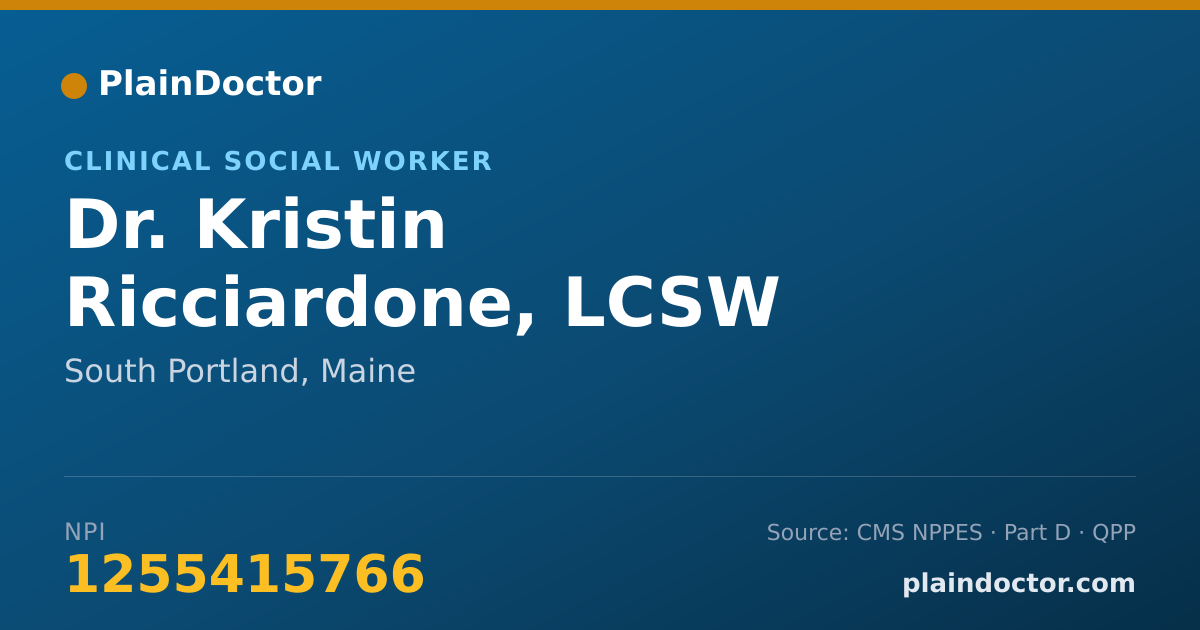 Shareable card for Kristin Ricciardone, LCSW - Clinical Social Worker, South Portland, ME