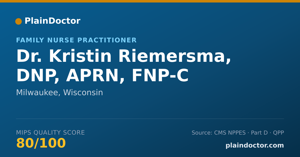 Shareable card for Kristin Riemersma, DNP, APRN, FNP-C - Family Nurse Practitioner, Milwaukee, WI