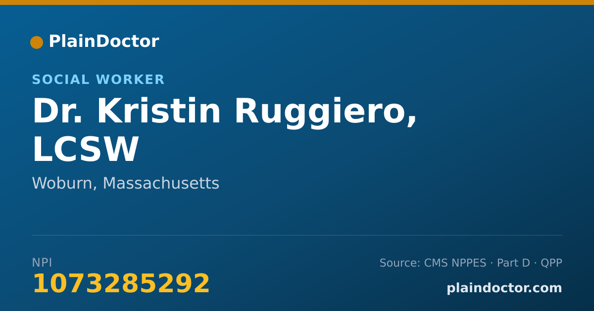 Shareable card for Kristin Ruggiero, LCSW - Social Worker, Woburn, MA